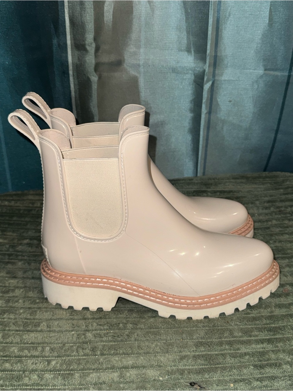 Dolce Vita Cream Platform Chelsea Rain Booties